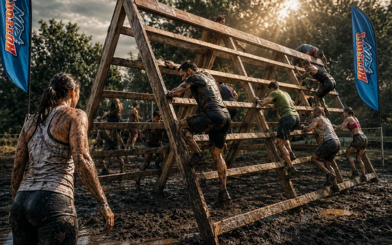 Visualisierung der Stairway to Heaven als hohe Holzkonstruktion beim Hotfoot Run Bad Hönningen 2026