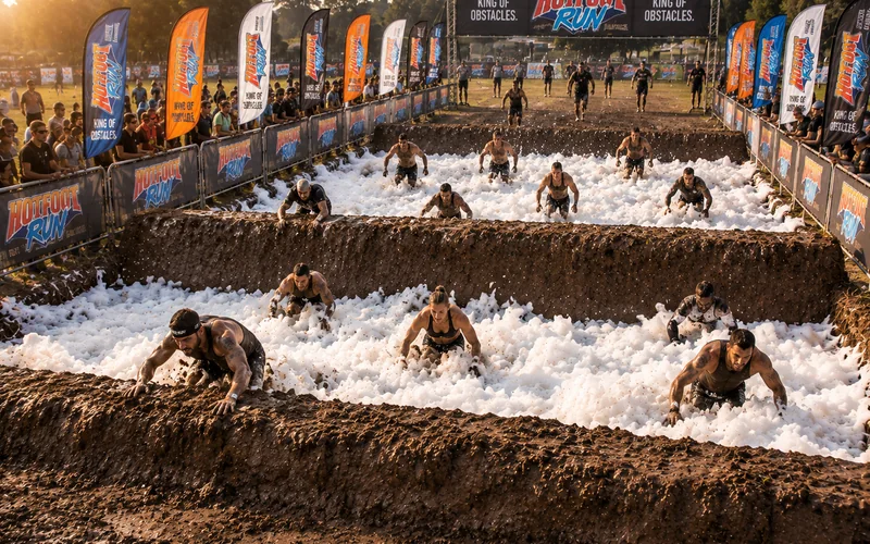 Visualisierung des Foaminators mit Schaum und Matsch beim Hotfoot Run Bad Hönningen 2026