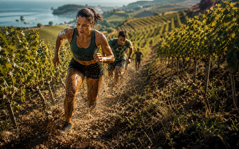 Visualisierung des Weinbergs mit ansteigender Laufstrecke beim Hotfoot Run Bad Hönningen 2026